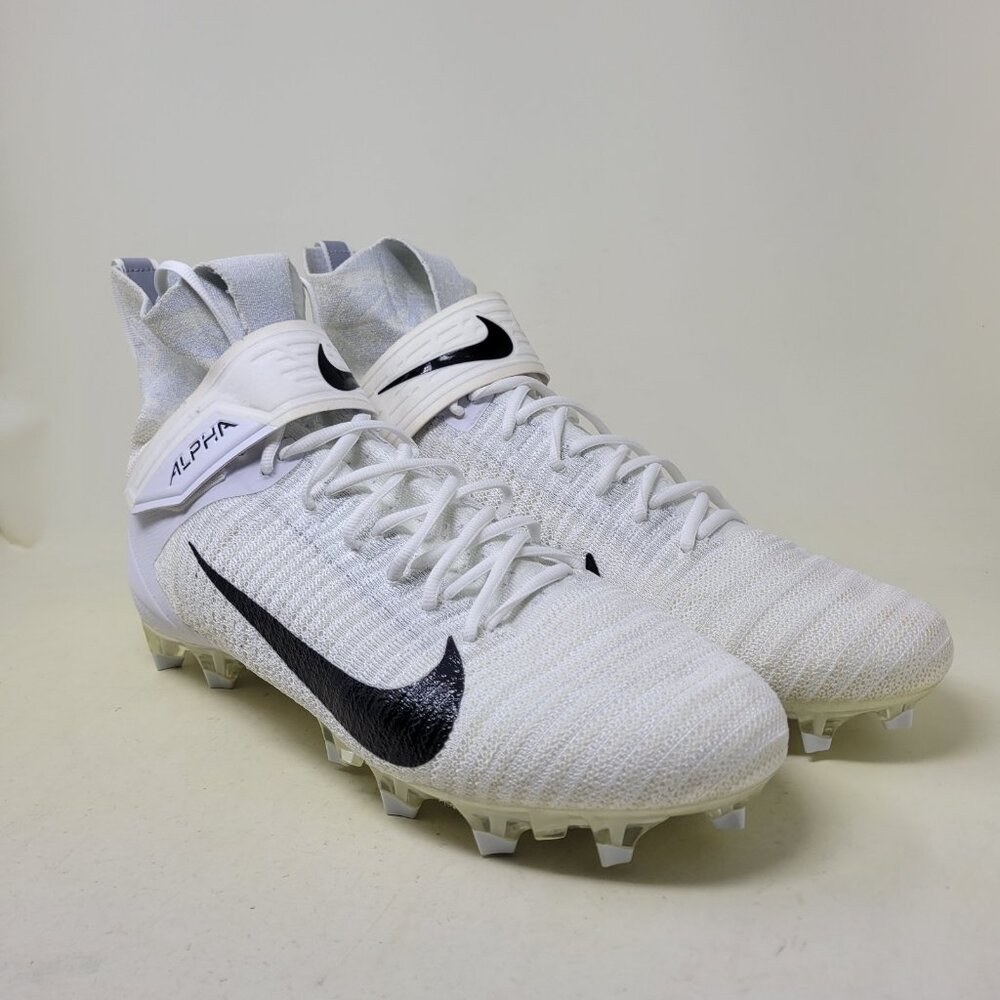 Nike Alpha Menace Elite 2 Football Cleats White Black AO3374-101 Men's Size 16